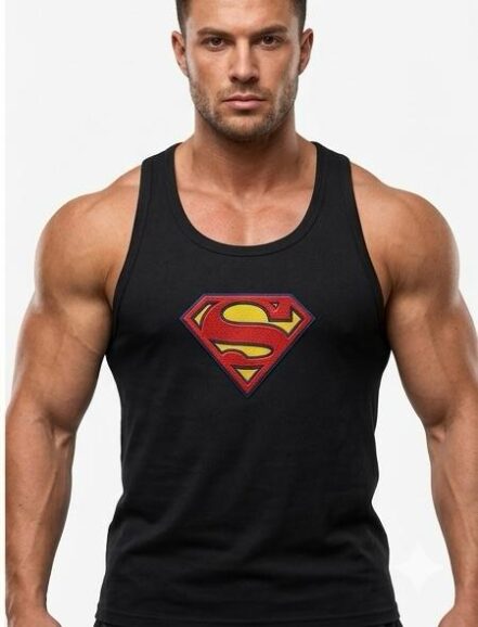 Superman Baskılı Fitilli Beast Mode Siyah Atlet