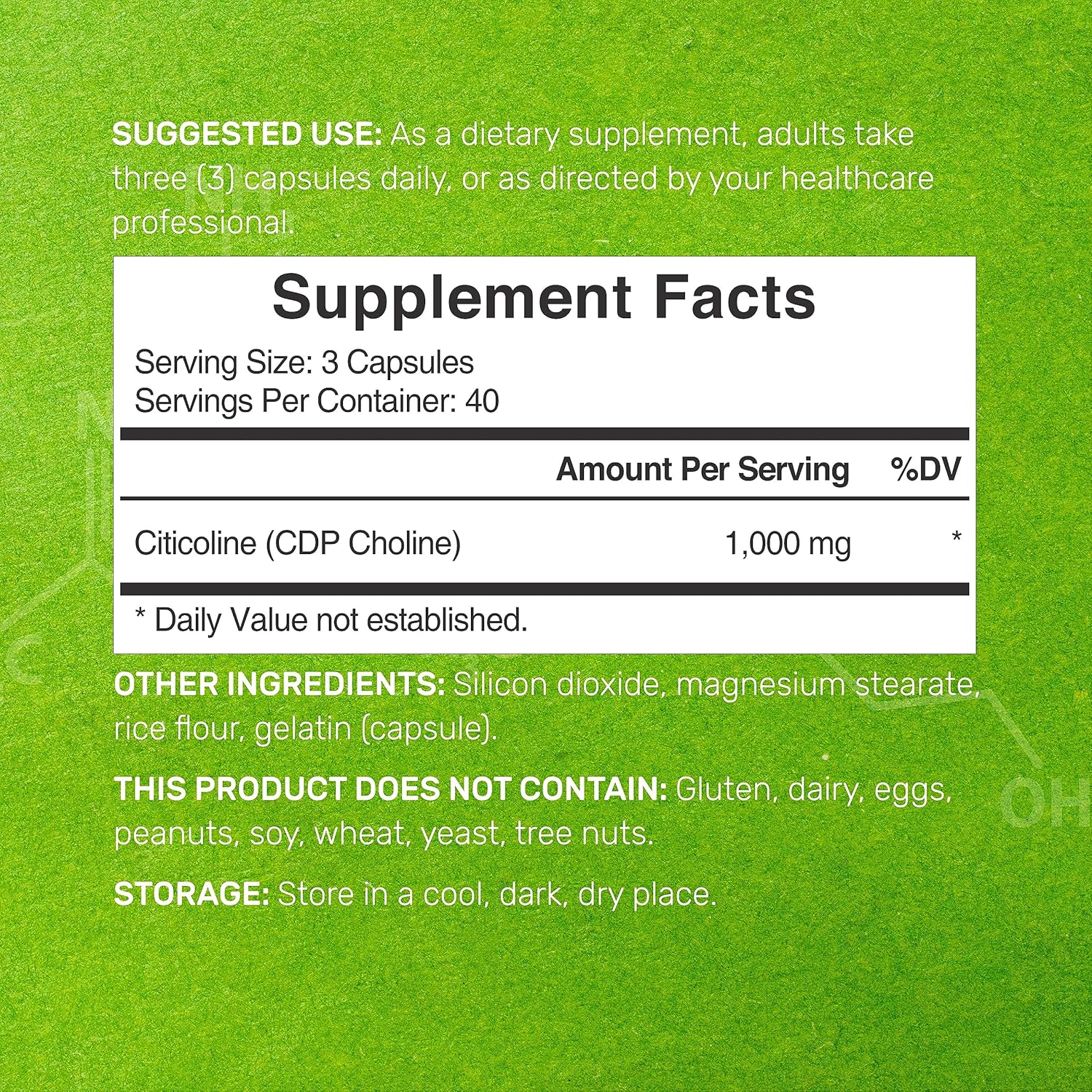 Deal Supplement Cognizin Citicoline Sitikolin CDP Choline 1000mg 120 Caps - Görsel 3