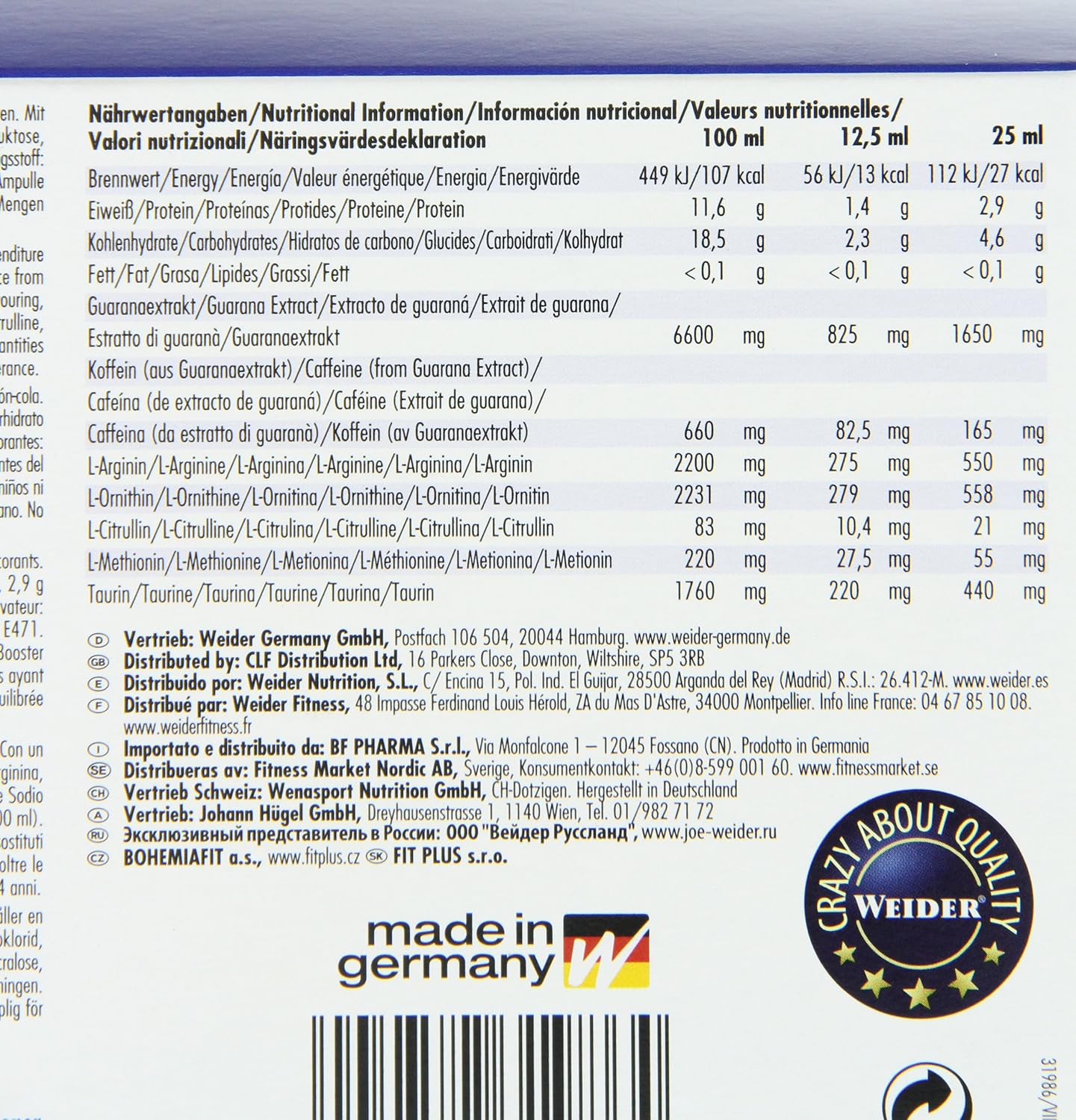 Weider Speed Booster Plus PreWorkout Energy Shot, 20 x 25 ml Lemon-Cola Flavour - Görsel 4
