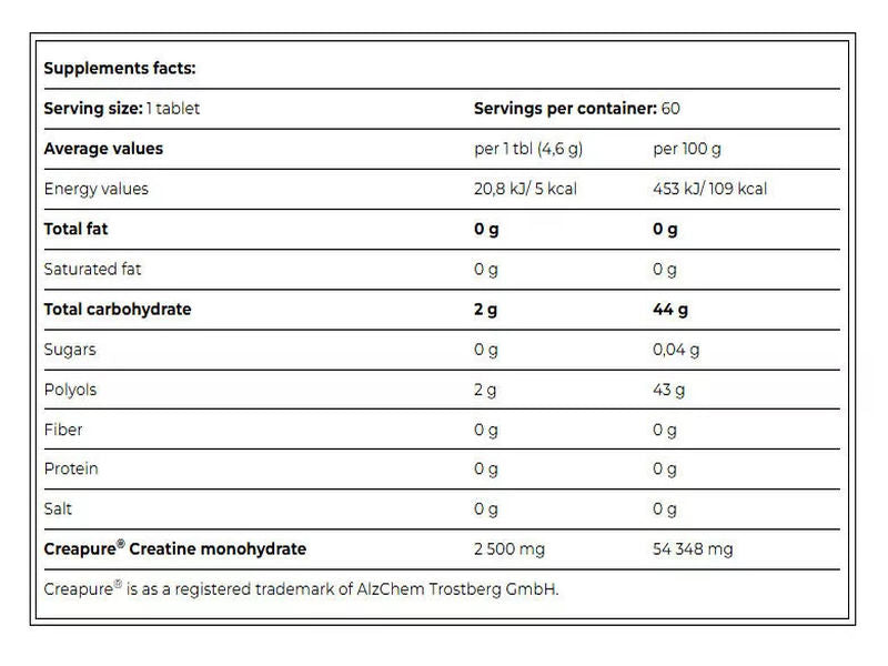Amix Black Line Creatine Creapure 2500mg 60 Chewable Tabs Zero Sugar - Görsel 6