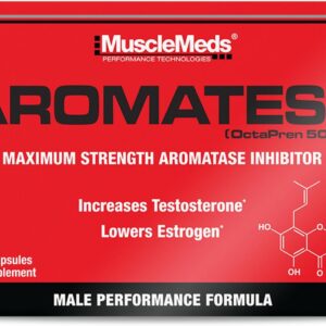 MuscleMeds AROMATEST Testosterone Booster & Aromatase Inhibitor, Lowers Estrogen, Supports Muscle Building & Strength, Anti-Aging Hormone Replacement for Men, 30 Liquid caps