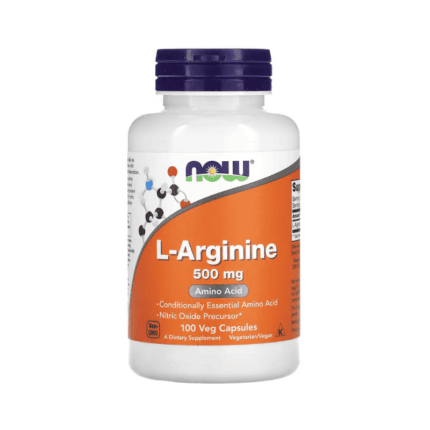 NOW Foods Supplements L-Arginine(Arjinin) 500 mg Nitric Oxide Precursor Amino Acid, 100 Veg Capsules