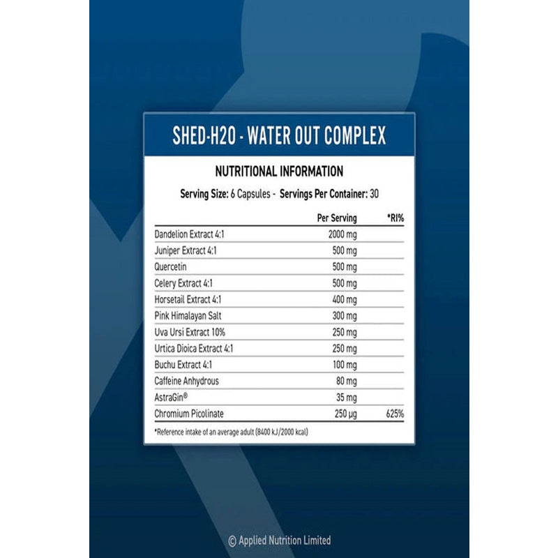 Applied Nutrition Shed-h2o Su atıcı Water Out Complex Fat Burner 180 Caps - Görsel 2