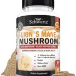 BioSchwartz Organic Lions Mane Mushrooms with BioPerine Nootropic Brain Memory Focus 90 Caps