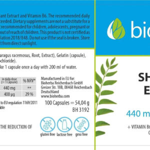 BİOHERBA SHATAVARI Hint Kuşkonmazı şatavari asparagusracemosus EXTRACT 440 mg 100 capsules