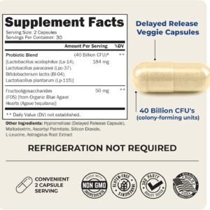 BioSchwartz Probiotic 40 Billion CFU Gut Health Digestive Health Astragalus Lactobacillus 60 Veggie