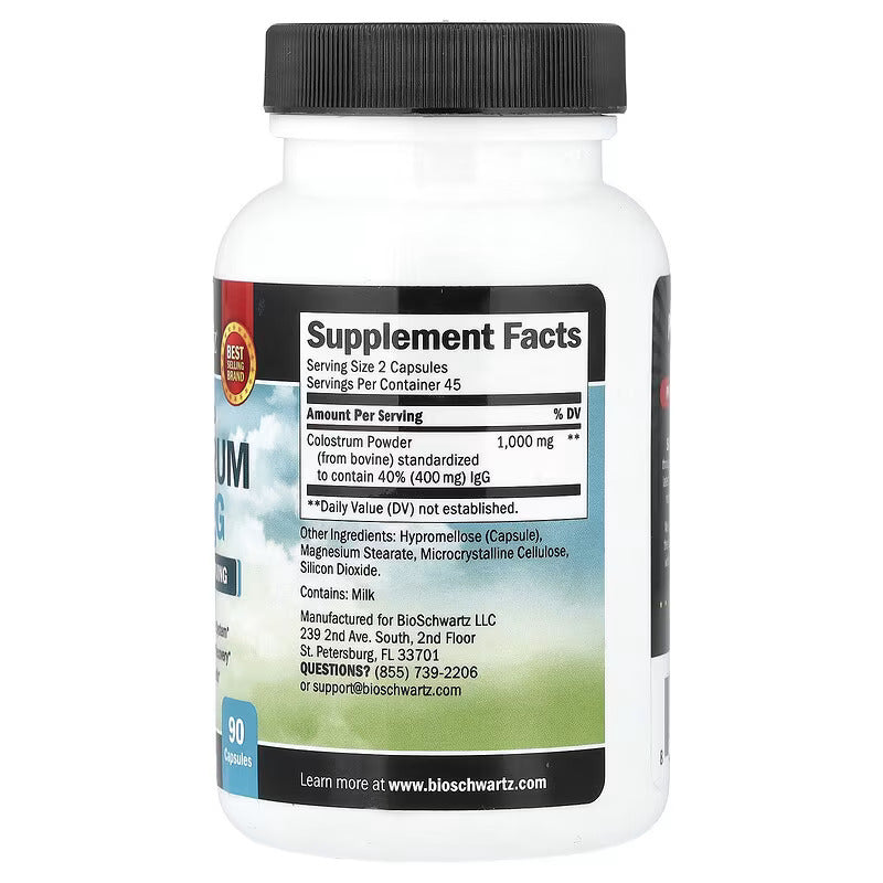 BioSchwartz Grass Fed Bovine Colostrum 40% IgG, 90 Caps - Görsel 2
