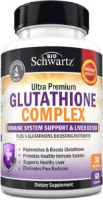 BioSchwartz Glutathione Liver Detox with Quercetin Vitamin C Milk Thistle Alpha Lipoic Acid – Immune Support 60 Caps