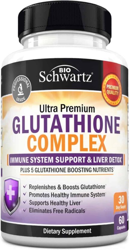 BioSchwartz Glutathione Liver Detox with Quercetin Vitamin C Milk Thistle Alpha Lipoic Acid - Immune Support 60 Caps