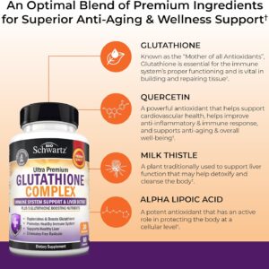 BioSchwartz Glutathione Liver Detox with Quercetin Vitamin C Milk Thistle Alpha Lipoic Acid – Immune Support 60 Caps