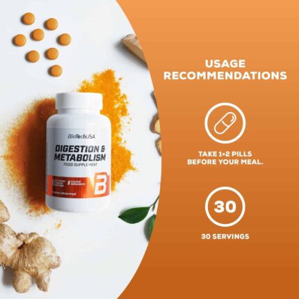 BioTechUSA Digestion & Metabolism Pills with Plant extracts enzymes Minerals and biotin 60 Tablet