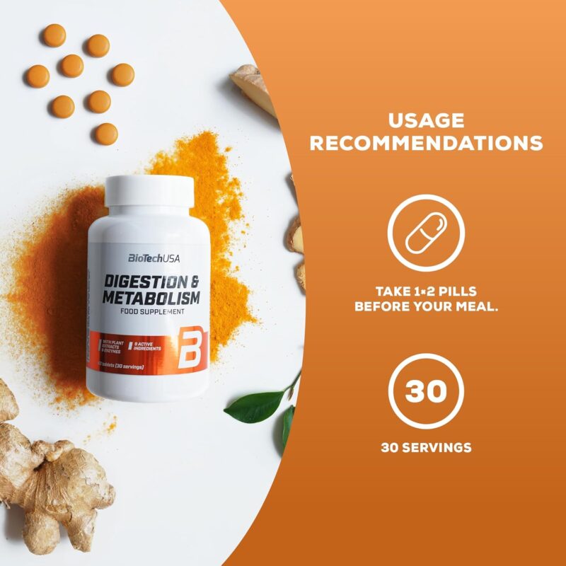 BioTechUSA Digestion & Metabolism Pills with Plant extracts enzymes Minerals and biotin 60 Tablet