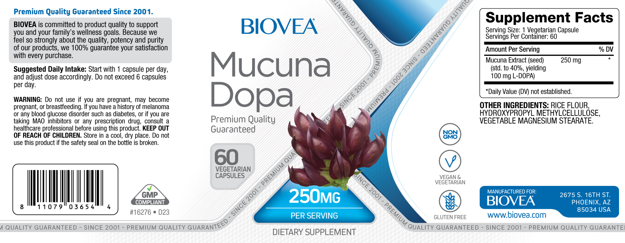 BIOVEA Mucuna Dopa 250 mg / 60 Caps - Görsel 2