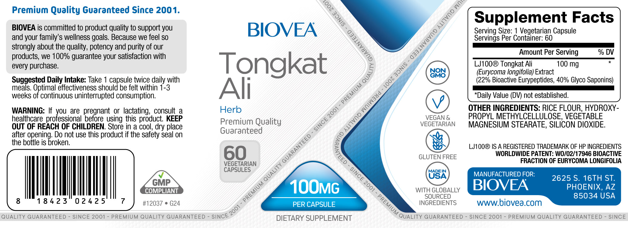 Biovea LJ100 %22 100:1 Tongkat Ali 60 Caps - Görsel 2