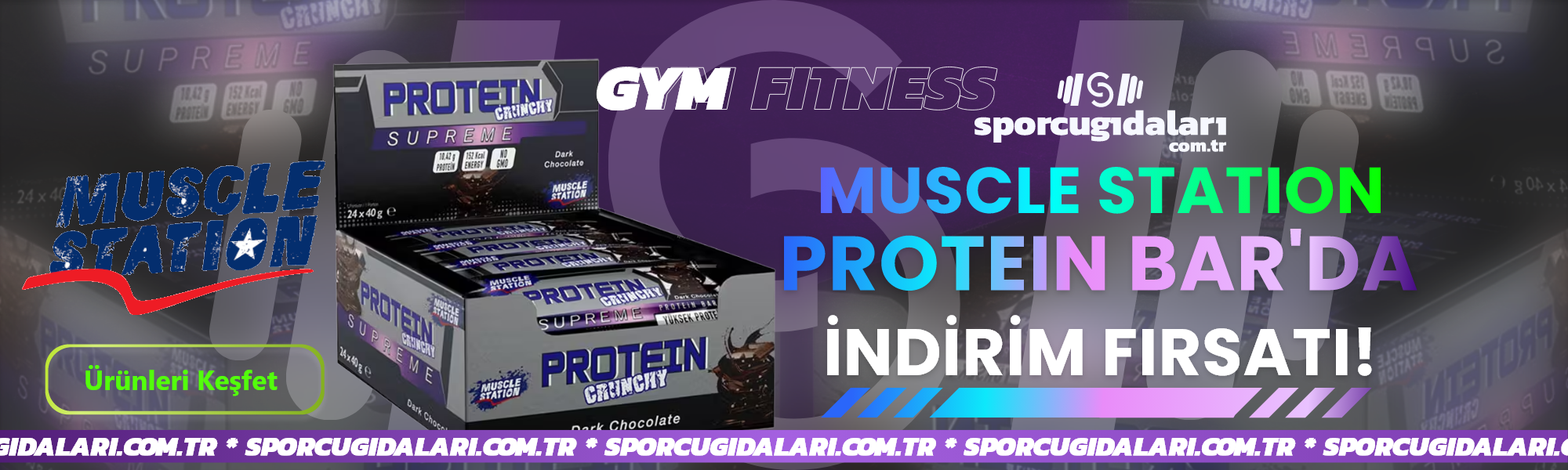 Muscle Station Protein Crunchy dark chocolate protein bar kampanyası