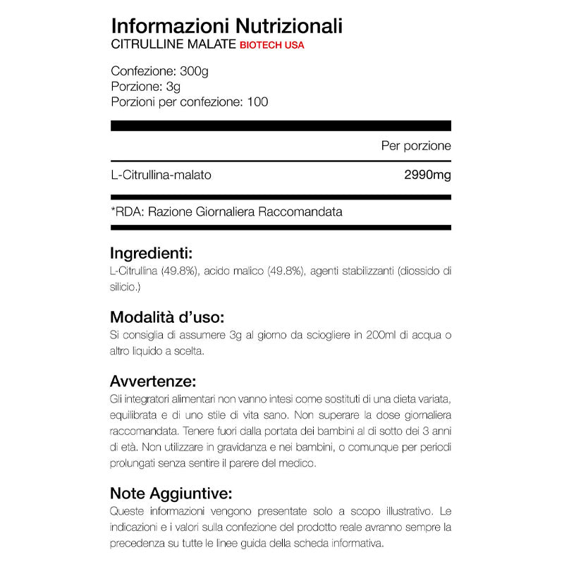 Biotech USA Citrulline Malate 300g – 100 SERVİS