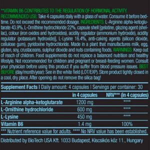 Biotech USA Gh Up Max Aol Growth ARGİNİNE ORNİTHİNE LYSİNE 120 Caps