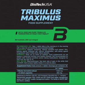 Biotech USA Tribulus Maximus 1500 mg 90 Tabs - Görsel 2