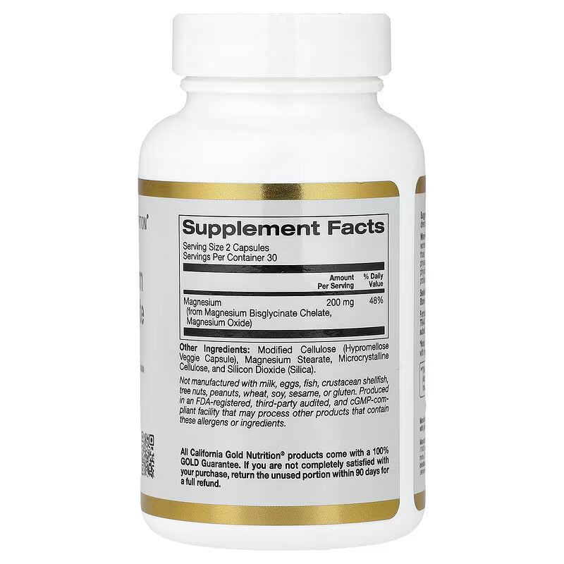 California Gold Nutrition Magnesium Bisglycinate Chelate Albion TRAACS 60 Veggie Caps