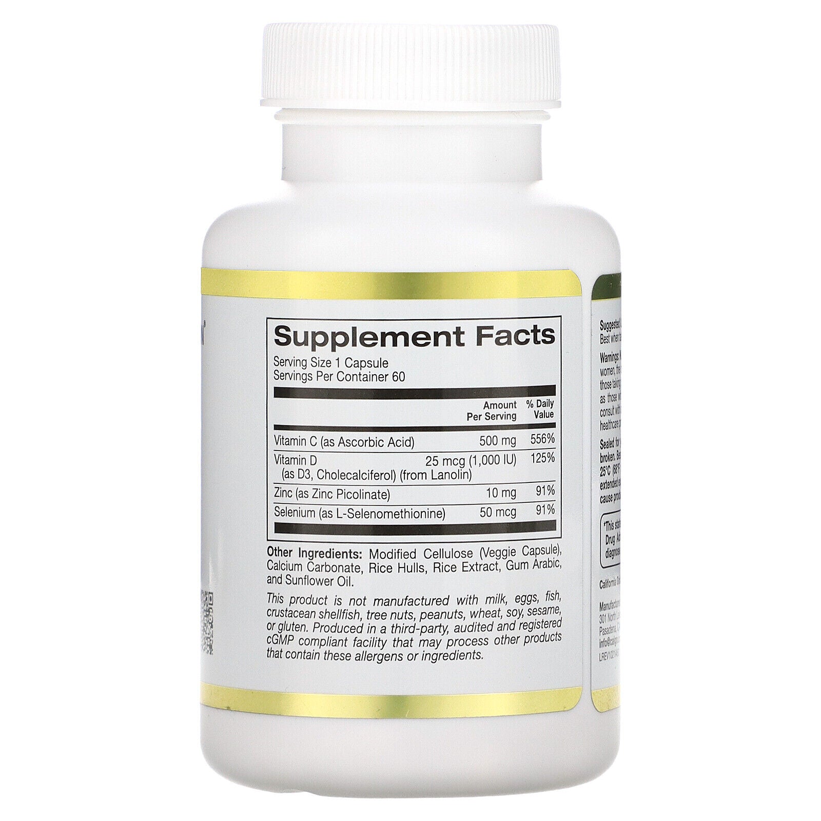 California Gold Nutrition Immune 4 Immune System Support C vitamin+D vitamin+Zinc Selenium 60 Veggie - Görsel 3