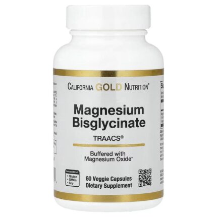 California Gold Nutrition Magnesium Bisglycinate Chelate Albion TRAACS 60 Veggie Caps