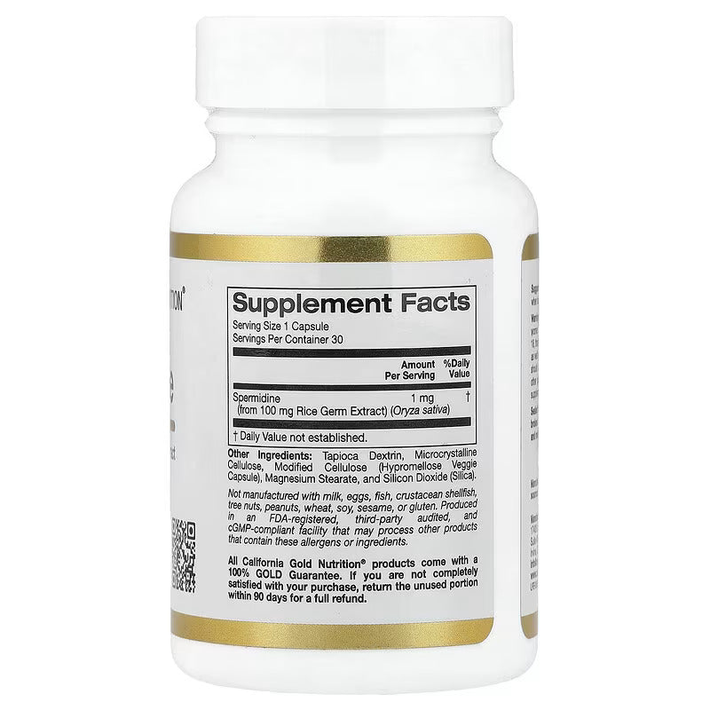 California Gold Nutrition Spermidine Rice Germ Extract Antioxidants 1 mg 30 Veggie Caps - Görsel 2
