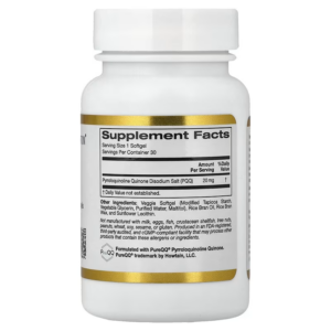 California Gold Nutrition PQQ Mitochondrial Antioxidants Brain & Cognitive 20 mg 30 Veggie Softgels
