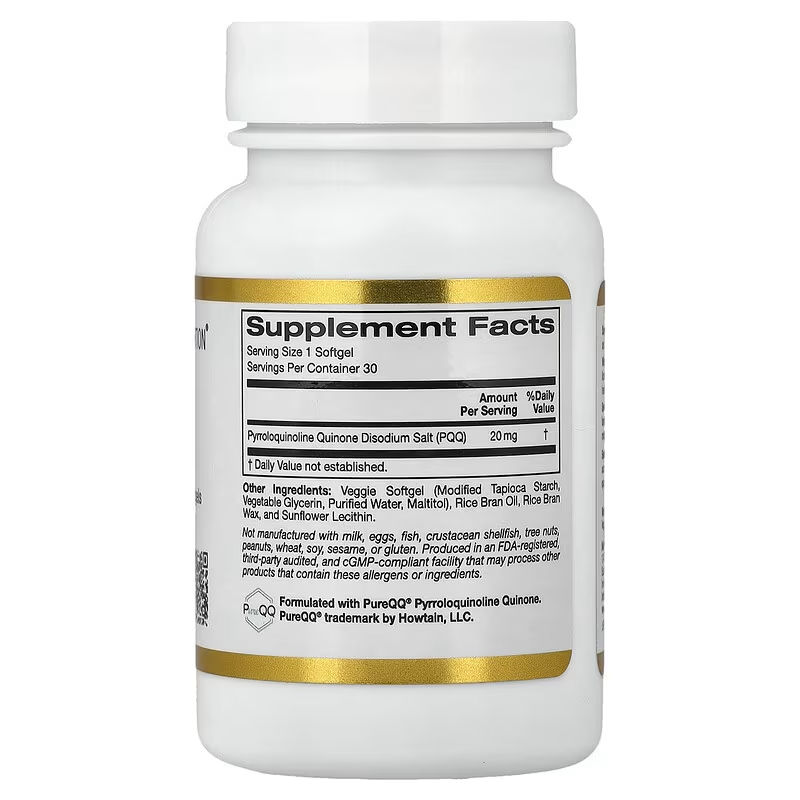 California Gold Nutrition PQQ Mitochondrial Antioxidants Brain & Cognitive 20 mg 30 Veggie Softgels - Görsel 2