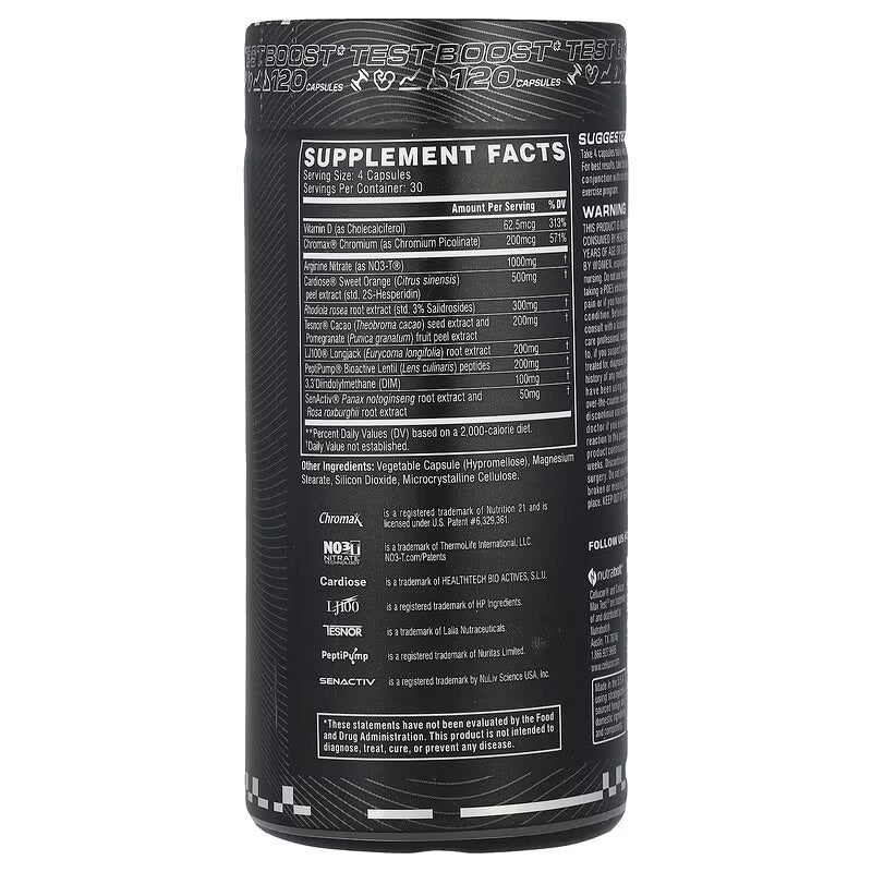 C4 Cellucor Max Test Testosterone Booster Arginine Nitrate Rhodiola Long jack tongkat ali Dım 120 Caps - Görsel 2
