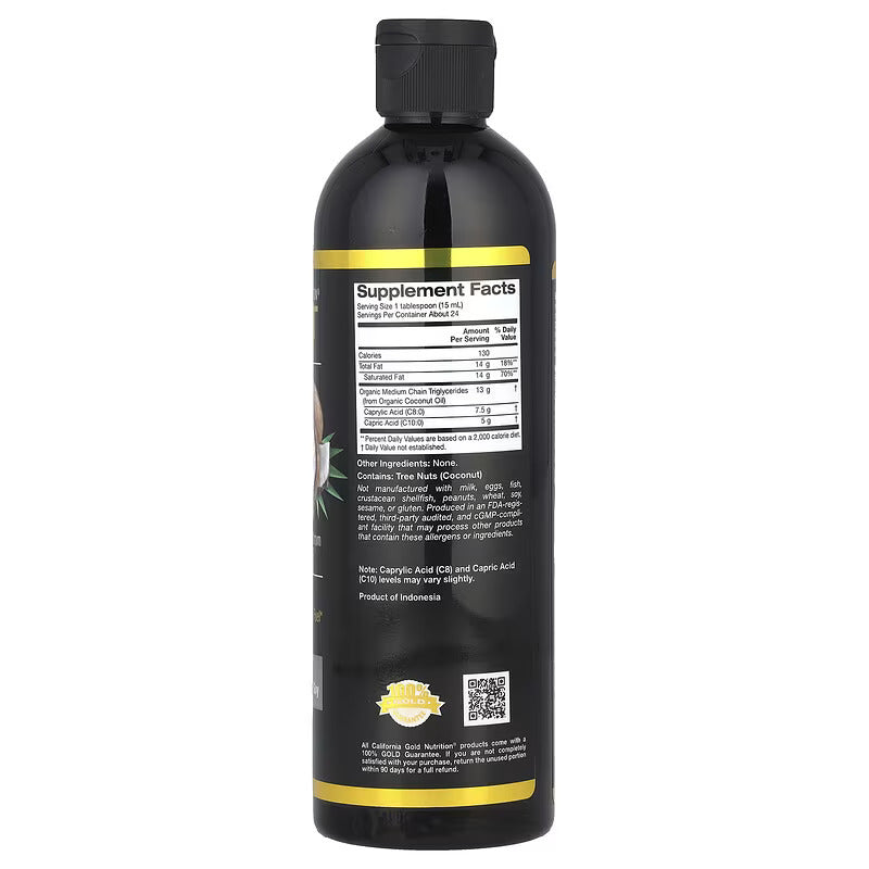 California Gold Nutrition Sport Organic MCT Oil Caprylic Acid Weight Ketogenic Diet 355 ml