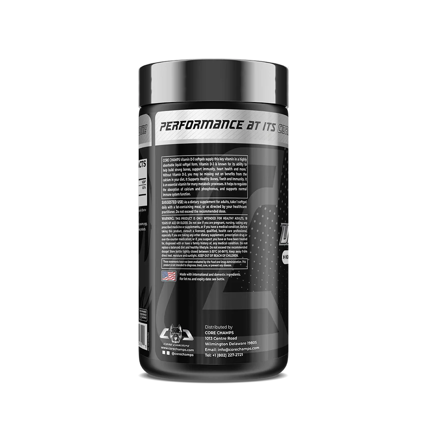 Core Champs Vitamin D3 5000 IU 120 Softgels – By Kai Greene