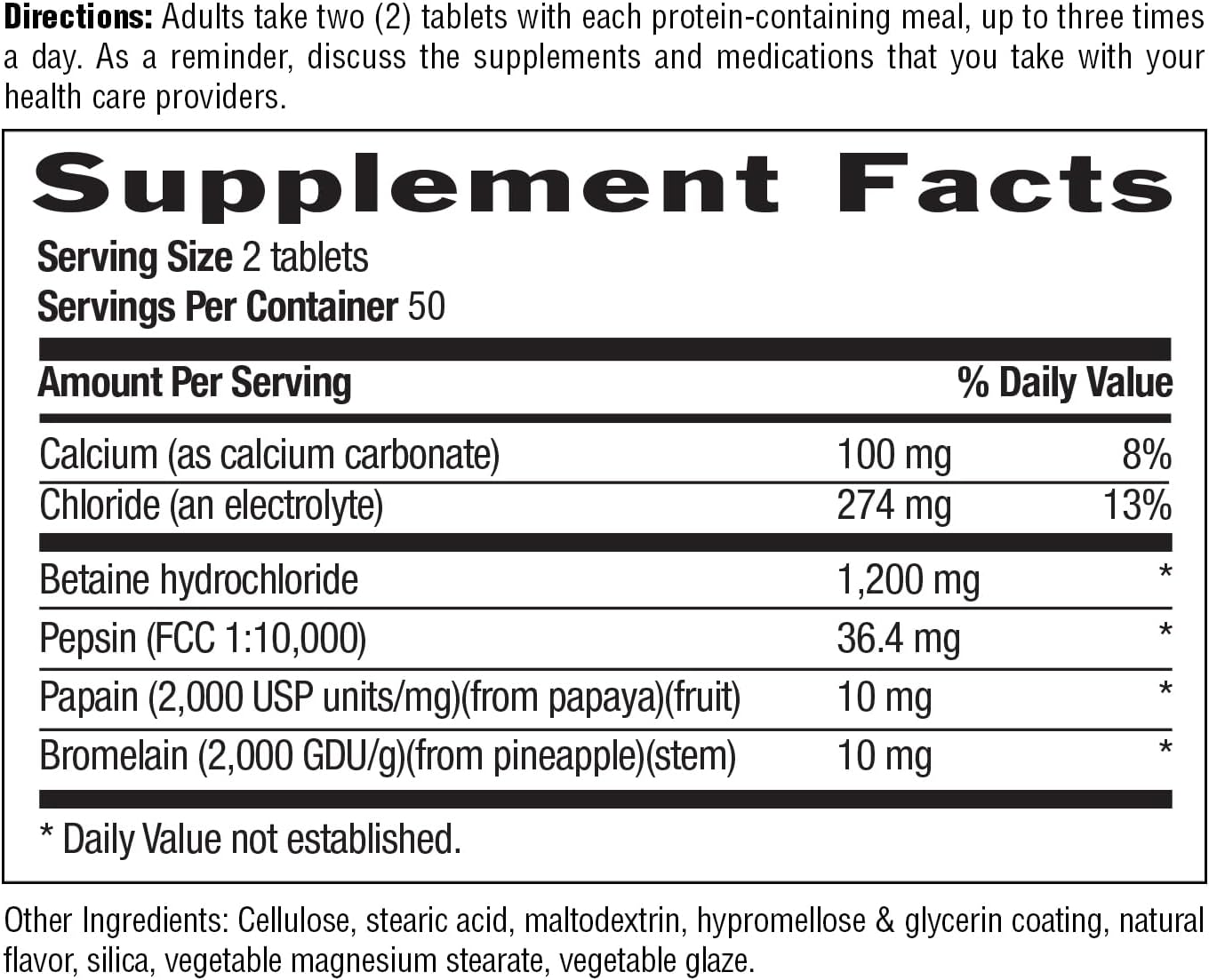 Country Life Betaine Hydrochloride with Pepsin Digestive Health 600mg 100 Tablet - Görsel 3