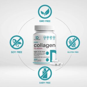 Deal Supplement Multi-Collagen Pills for Women with Vitamin C, E, & Biotin, 300 Capsules - Görsel 2