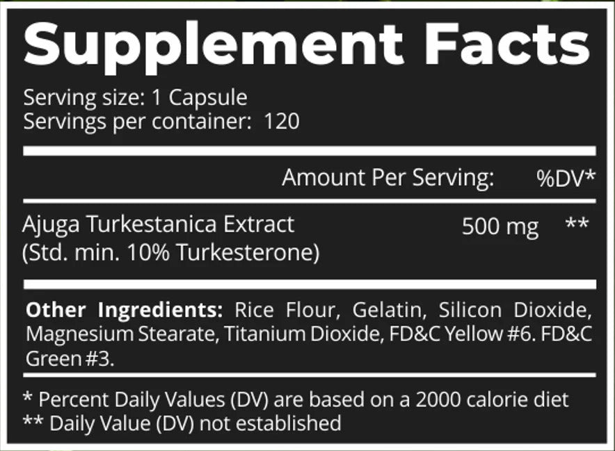 Dark Labs Ajuga Turkesterone %10 500mg 120 caps - Görsel 2