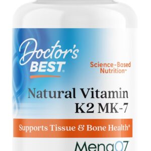 Doctor's Best Natural Vitamin K2 MK7 Men & Women - Bone Health 100 mcg MenaQ7 Calcium 60 Veg