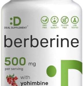 Deal Supplement Berberine Supplement with Yohimbine 500mg Per Serving 120 Veggie Caps