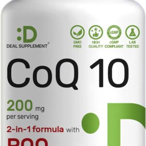 DEAL SUPPLEMENT CoQ10 with PQQ Bioavailable Coenzyme Q10 Energy & Brain Health 240 Veggie Caps