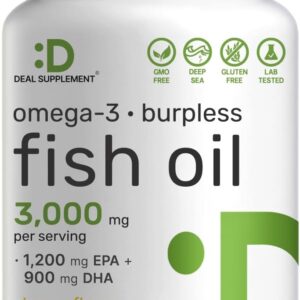 DEAL SUPPLEMENT Omega 3 Fish Oil EPA DHA Brain & Heart Support 3,000mg 240 Softgels
