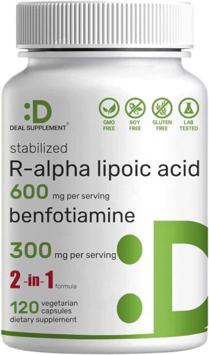 Deal Supplement R Alpha Lipoic Acid 600mg with Benfotiamine 300mg Per Serving, 120 Veggi