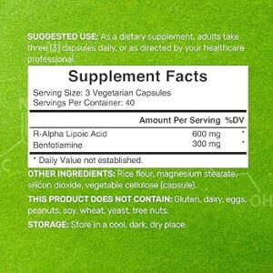 Deal Supplement R Alpha Lipoic Acid 600mg with Benfotiamine 300mg Per Serving, 120 Veggi