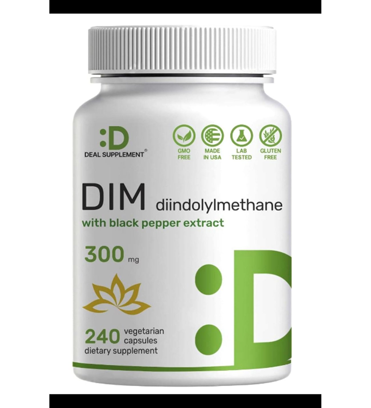 Deal Supplement DIM with Black Pepper Extract 300mg 240 Vegetarian Capsules - Görsel 2