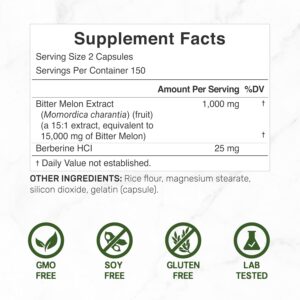 Deal Supplement Bitter Melon with Berberine Hcl 15,000mg Per Serving 300 Caps