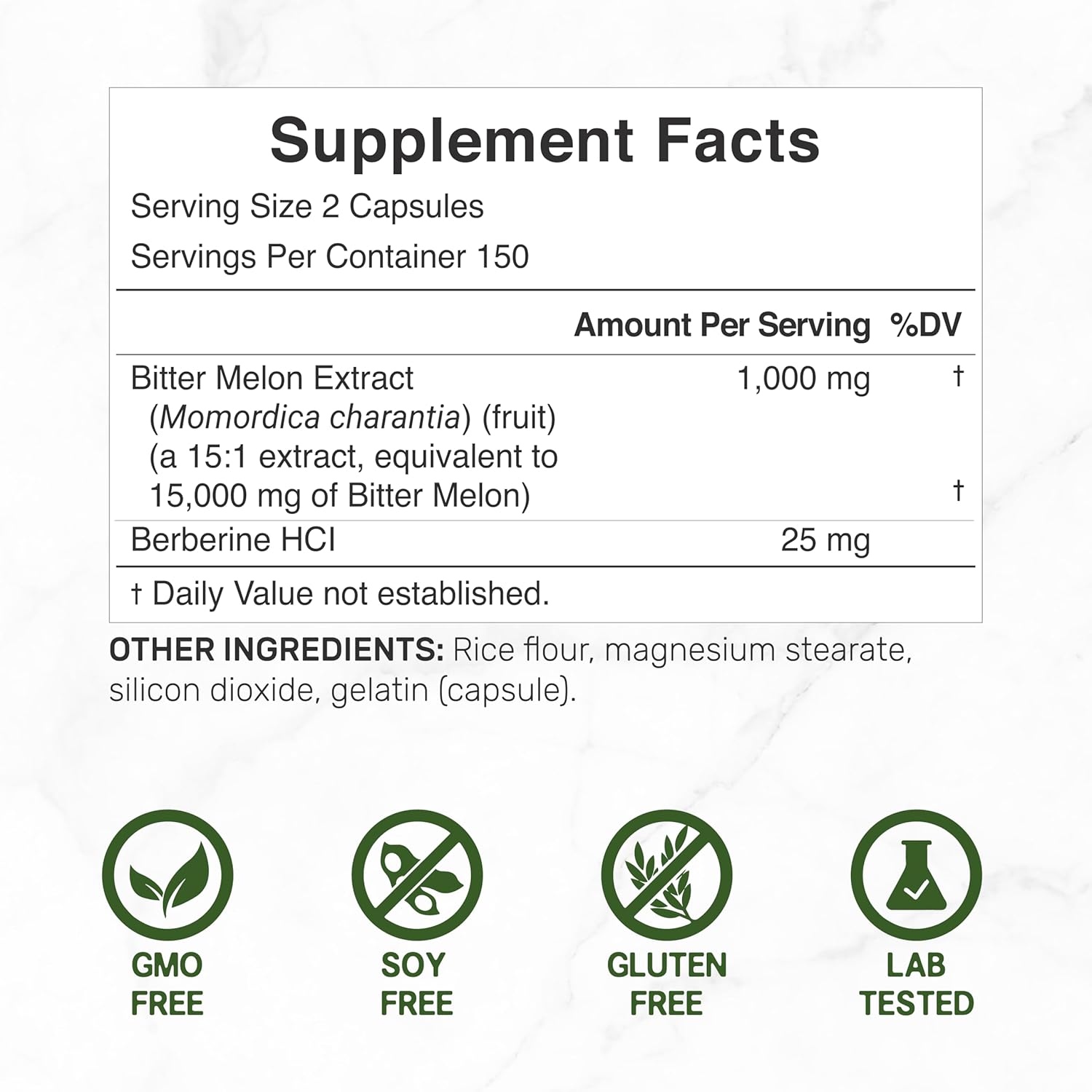Deal Supplement Bitter Melon with Berberine Hcl 15,000mg Per Serving 300 Caps - Görsel 2