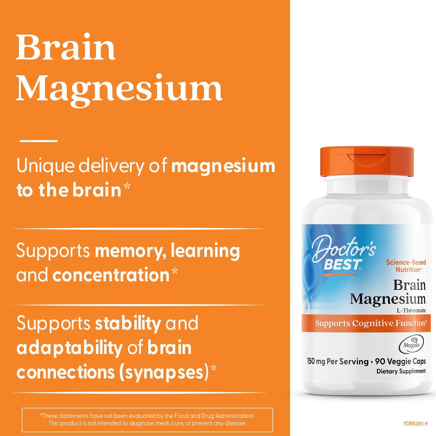 Doctors BEST Brain Magnesium L-Threonate with Magtein Supports Cognitive 90 Veggie Caps - Görsel 2