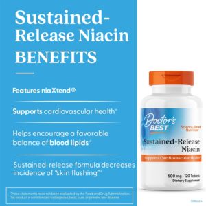 Doctors Best Sustained-Release Vitamin B3 Niacin with niaXtend Supports Heart Health 120 Veg Caps - Görsel 2