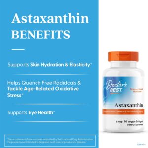 Doctors BEST Astaxanthin with AstaReal Supports Skin Elasticity for Healthy Aging 90 Softgels - Görsel 2