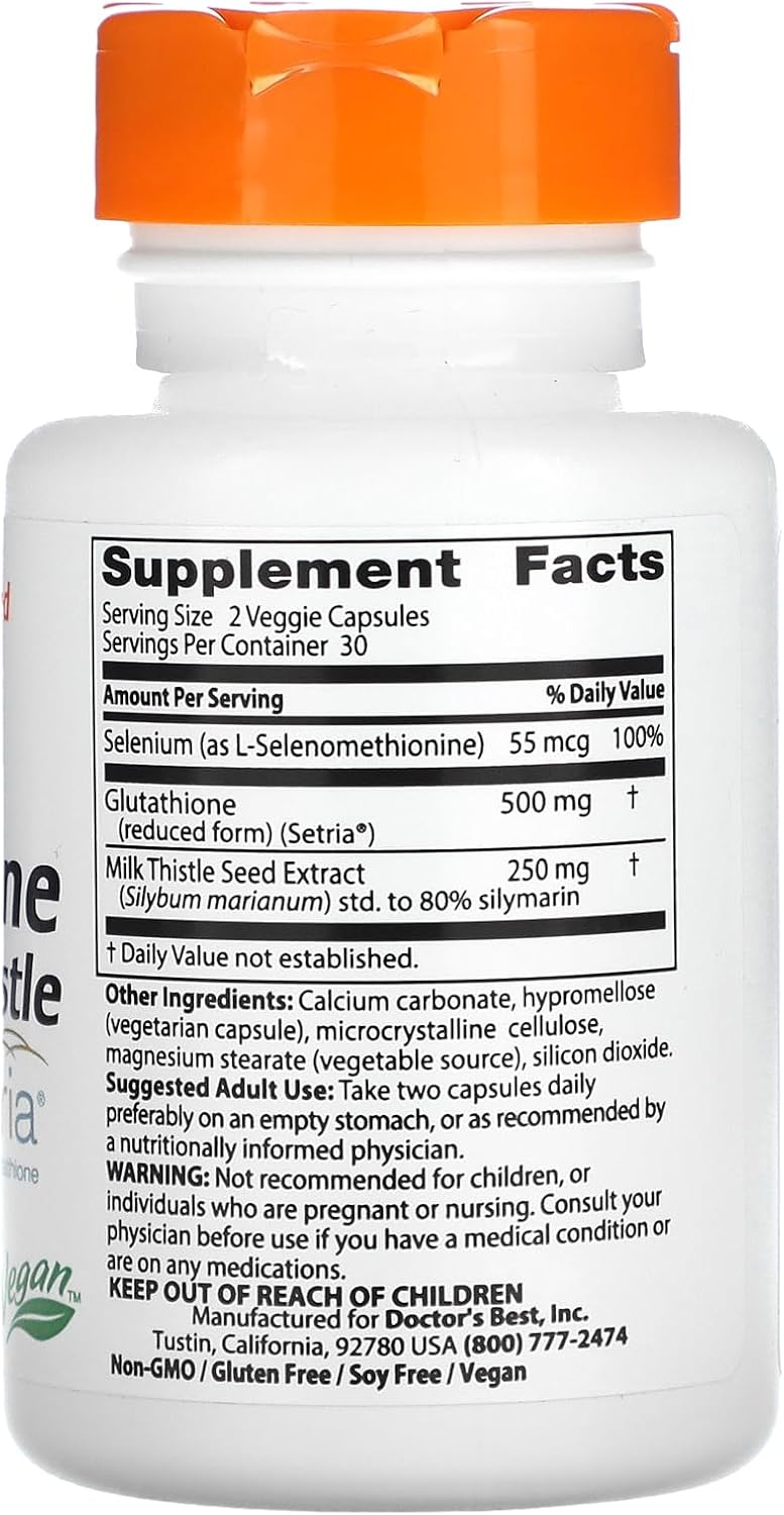 Doctor's Best Glutathione + Milk Thistle Supports Liver & Antioxidant 60 Caps - Görsel 2
