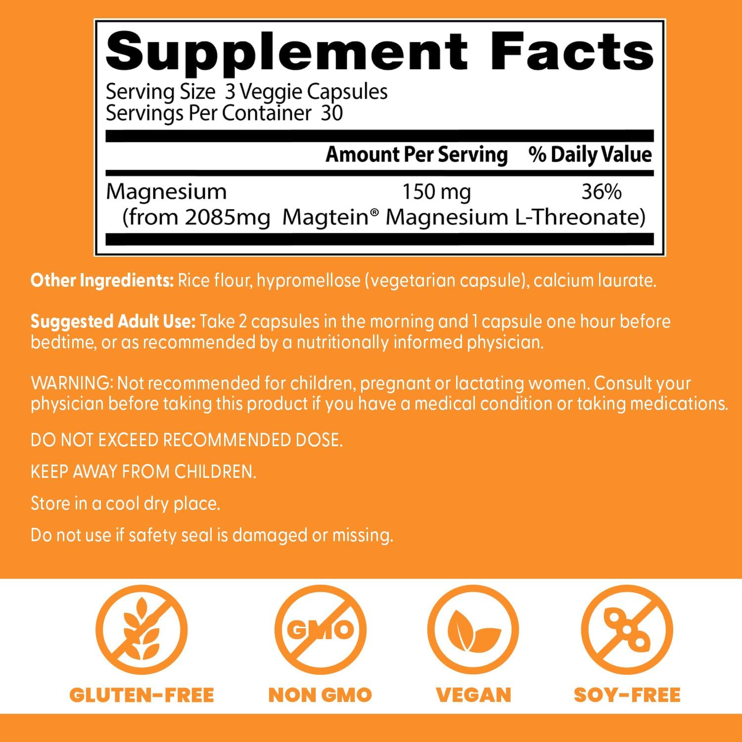 Doctors BEST Brain Magnesium L-Threonate with Magtein Supports Cognitive 90 Veggie Caps - Görsel 3