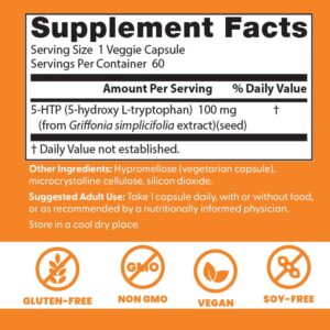 Doctors Best 5-HTP tryptophan Supports Mental & Emotional Well-Being 60 Veggie Caps - Görsel 2