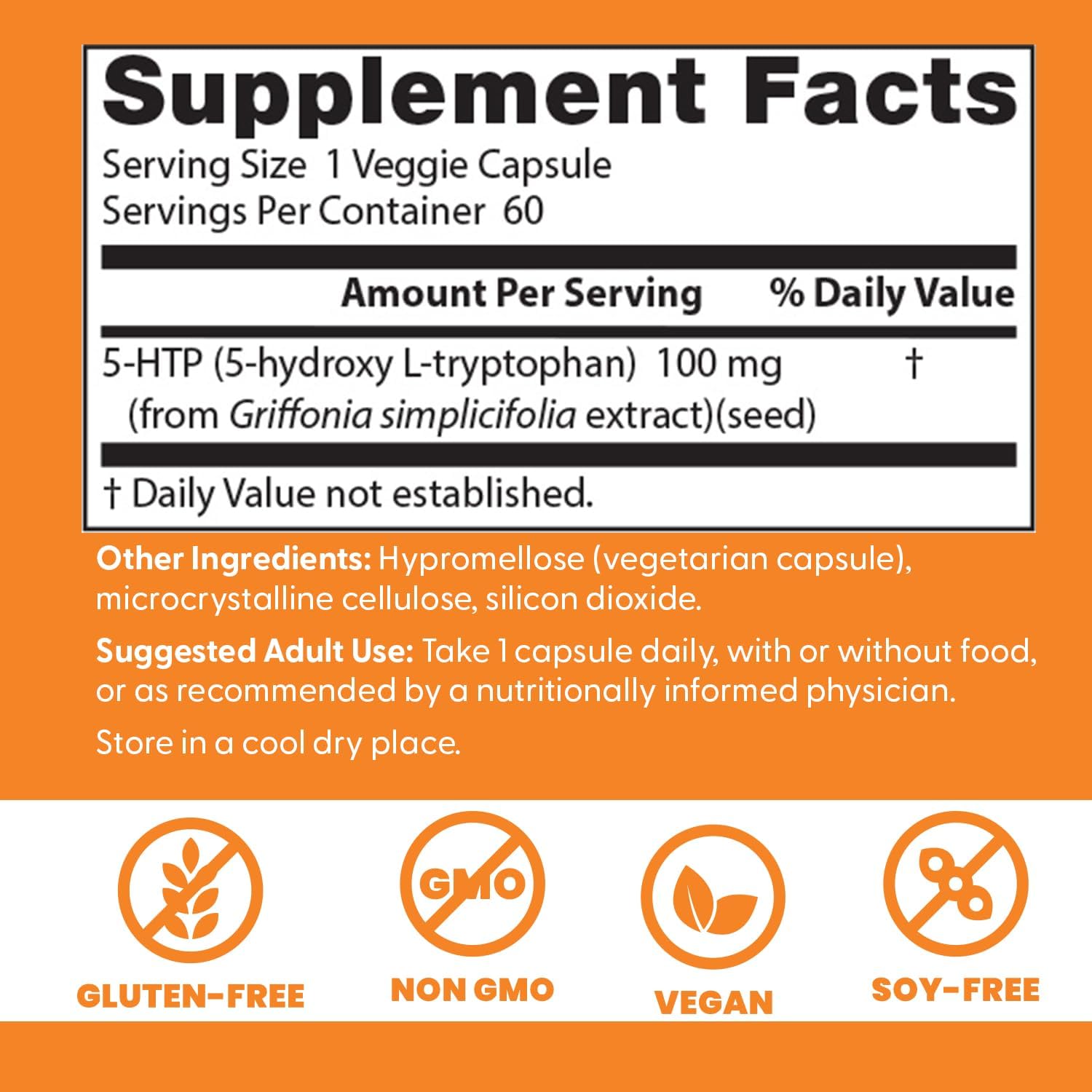 Doctors Best 5-HTP tryptophan Supports Mental & Emotional Well-Being 60 Veggie Caps